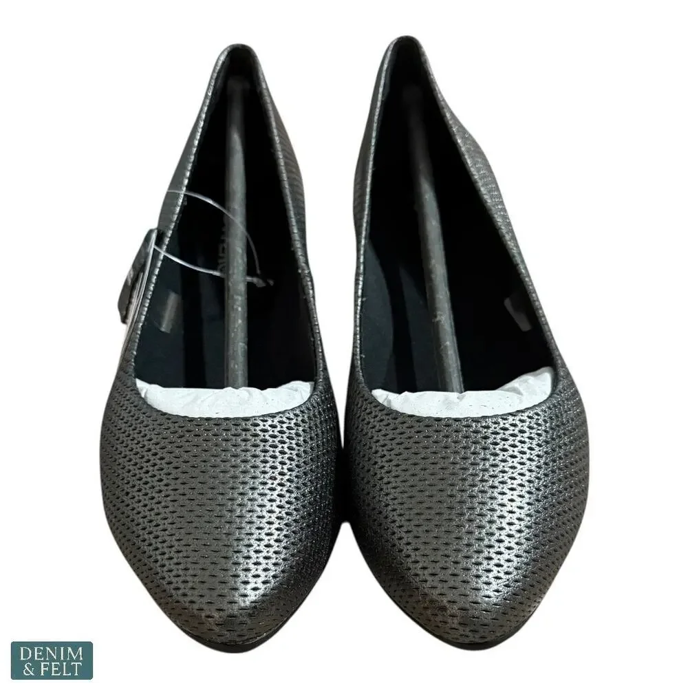 Bottero Venezia Metal Pewter Leather Flats Women’s Size 8 Comfort‎ Shoes NEW